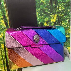KURT GIEGER kensington metallic rainbow striped leather crossbody bag BNWT